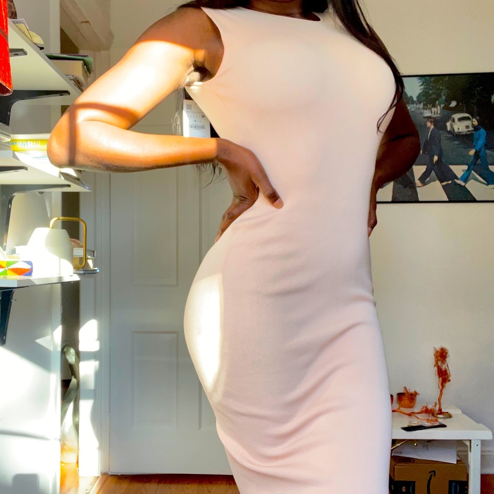 Nude pink Open back crisscross dress